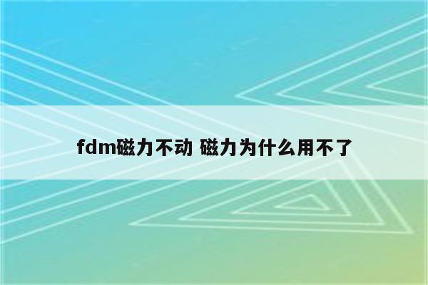 fdm磁力不动 磁力为什么用不了