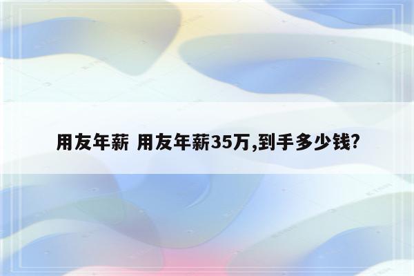 用友年薪 用友年薪35万,到手多少钱?