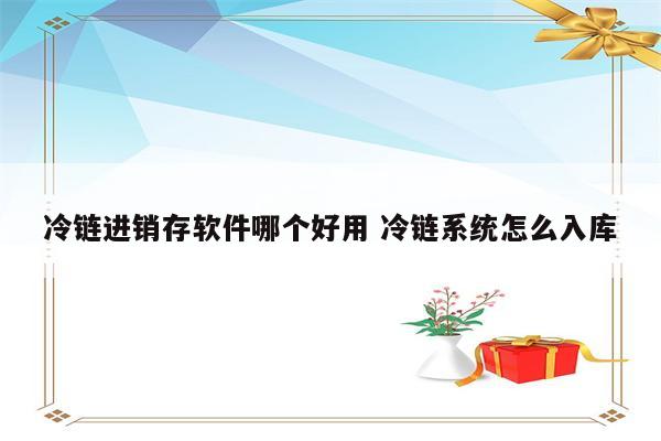 冷链进销存软件哪个好用 冷链系统怎么入库