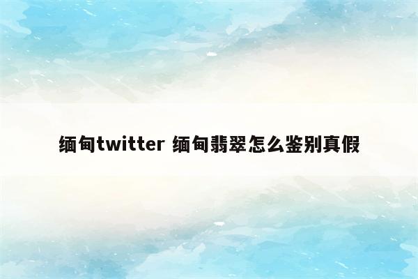 缅甸twitter 缅甸翡翠怎么鉴别真假