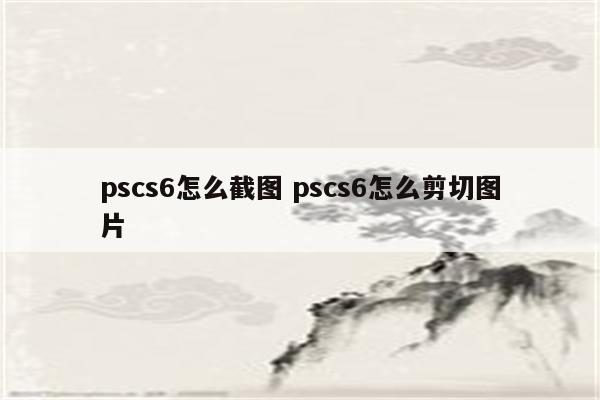 pscs6怎么截图 pscs6怎么剪切图片