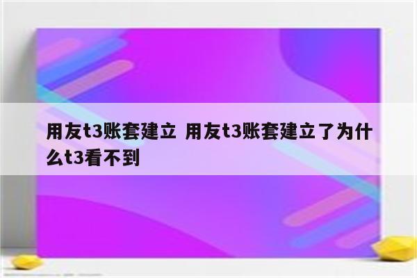 用友t3账套建立 用友t3账套建立了为什么t3看不到