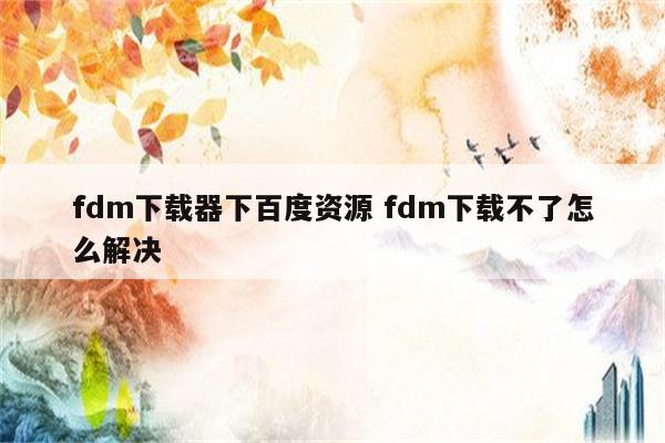 fdm下载器下百度资源 fdm下载不了怎么解决