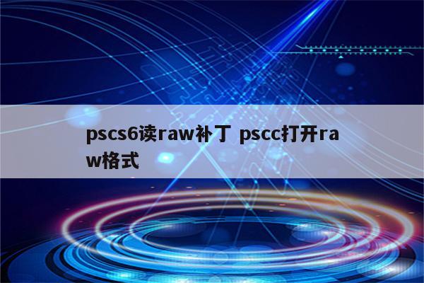 pscs6读raw补丁 pscc打开raw格式