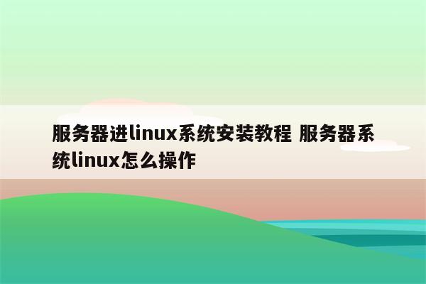 服务器进linux系统安装教程 服务器系统linux怎么操作