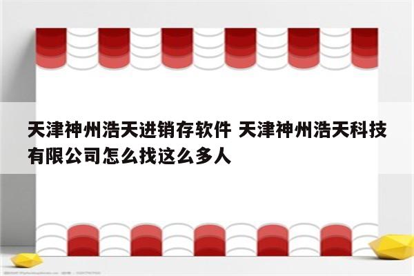 天津神州浩天进销存软件 天津神州浩天科技有限公司怎么找这么多人