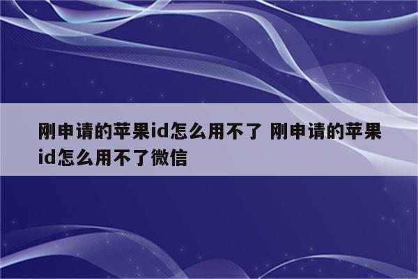 刚申请的苹果id怎么用不了 刚申请的苹果id怎么用不了微信