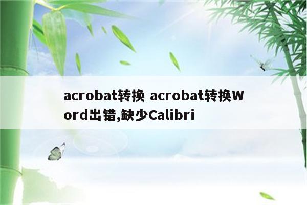 acrobat转换 acrobat转换Word出错,缺少Calibri