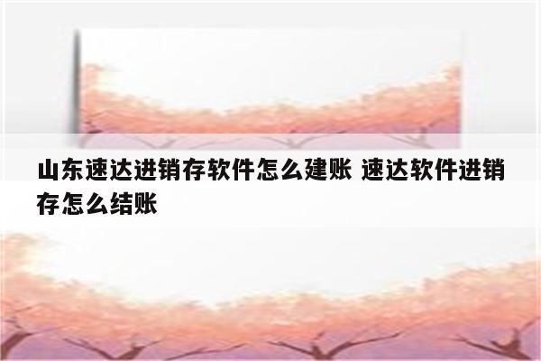 山东速达进销存软件怎么建账 速达软件进销存怎么结账