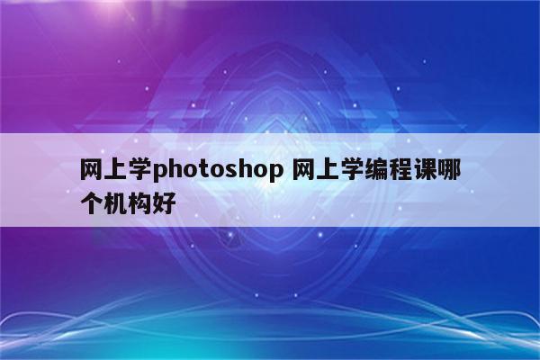 网上学photoshop 网上学编程课哪个机构好