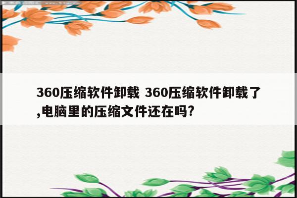 360压缩软件卸载 360压缩软件卸载了,电脑里的压缩文件还在吗?