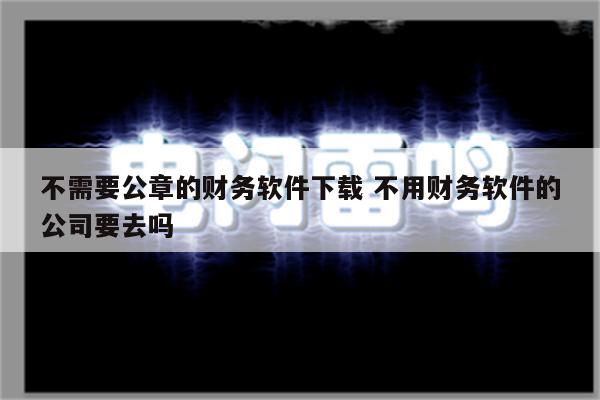 不需要公章的财务软件下载 不用财务软件的公司要去吗