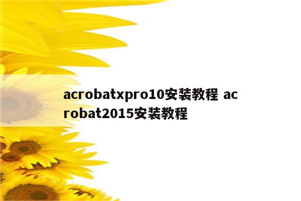 acrobatxpro10安装教程 acrobat2015安装教程