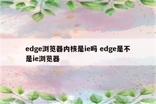 edge浏览器内核是ie吗 edge是不是ie浏览器