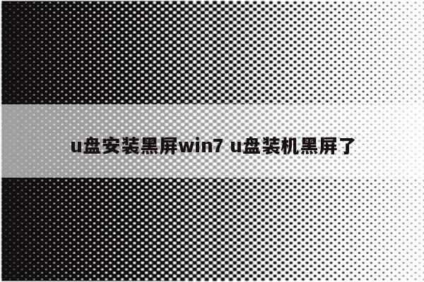 u盘安装黑屏win7 u盘装机黑屏了