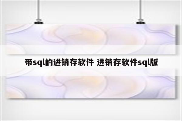 带sql的进销存软件 进销存软件sql版