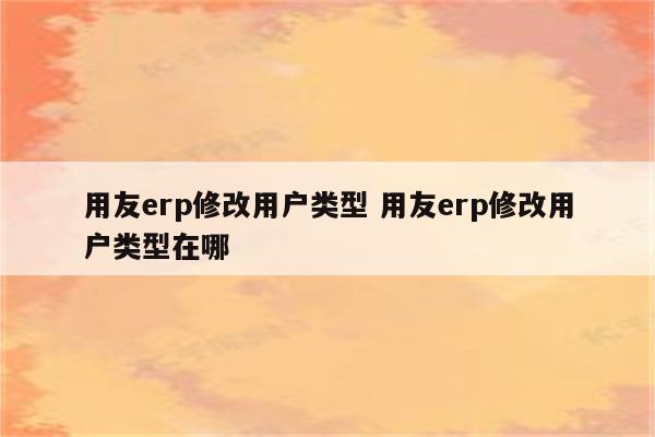 用友erp修改用户类型 用友erp修改用户类型在哪