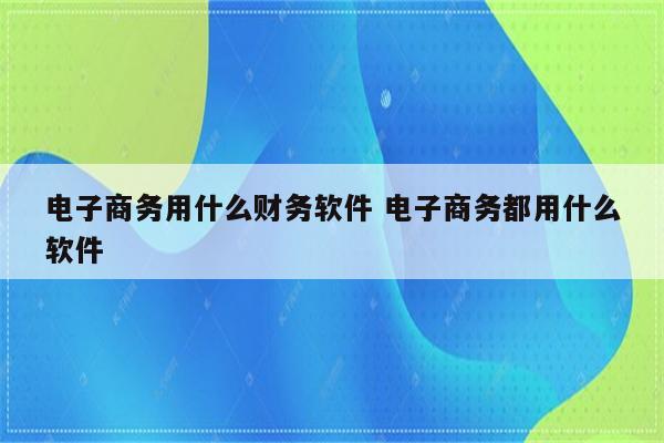 电子商务用什么财务软件 电子商务都用什么软件