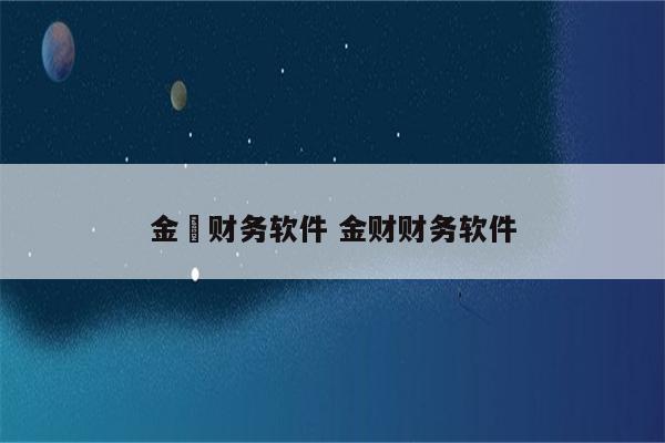 金枼财务软件 金财财务软件