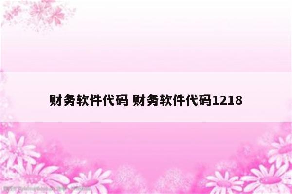 财务软件代码 财务软件代码1218