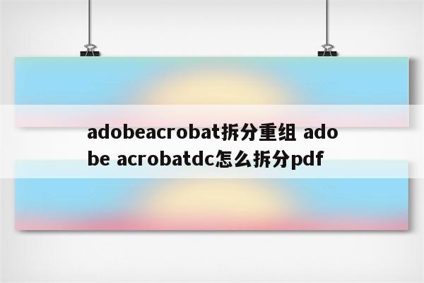 adobeacrobat拆分重组 adobe acrobatdc怎么拆分pdf