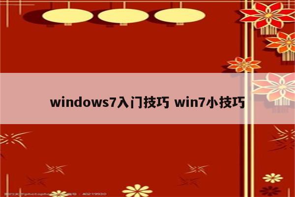 windows7入门技巧 win7小技巧