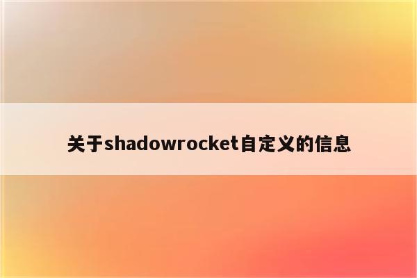 关于shadowrocket自定义的信息