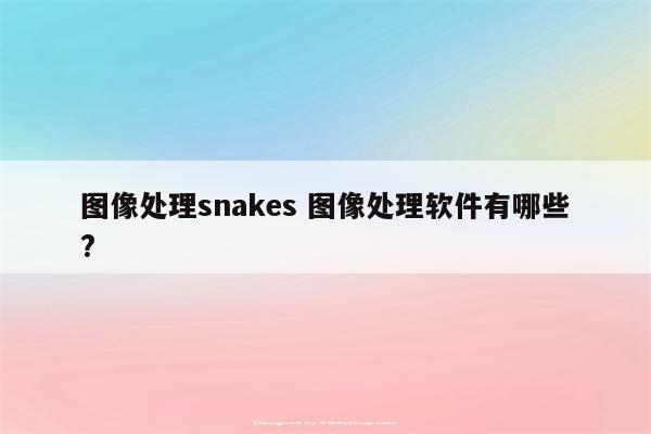 图像处理snakes 图像处理软件有哪些?