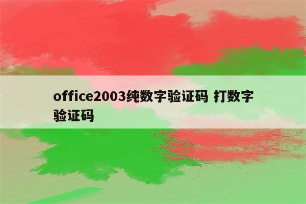 office2003纯数字验证码 打数字验证码