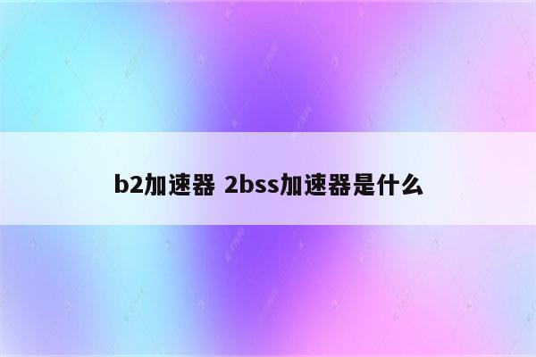 b2加速器 2bss加速器是什么