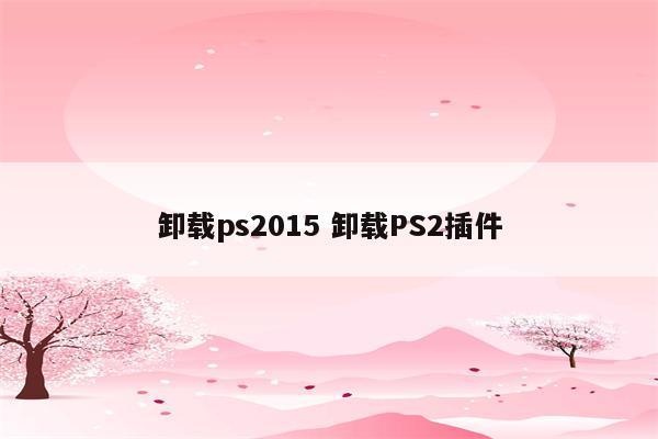 卸载ps2015 卸载PS2插件