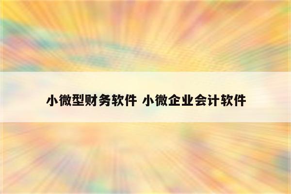 小微型财务软件 小微企业会计软件