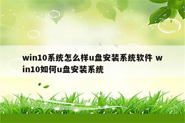 win10系统怎么样u盘安装系统软件 win10如何u盘安装系统