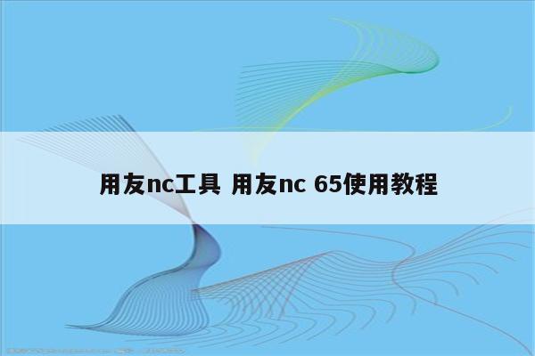 用友nc工具 用友nc 65使用教程