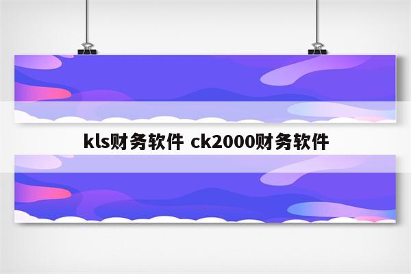 kls财务软件 ck2000财务软件