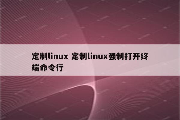 定制linux 定制linux强制打开终端命令行
