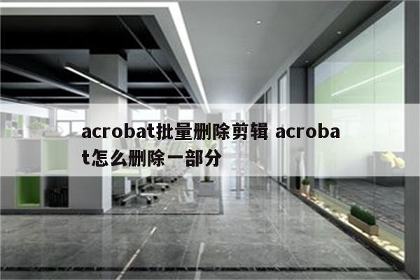 acrobat批量删除剪辑 acrobat怎么删除一部分