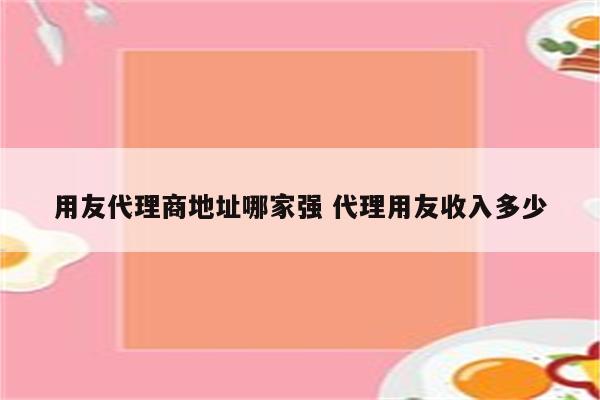 用友代理商地址哪家强 代理用友收入多少
