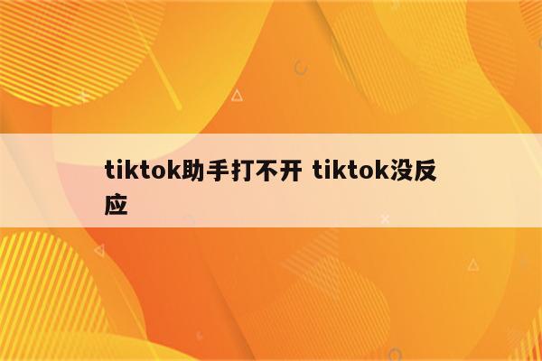 tiktok助手打不开 tiktok没反应