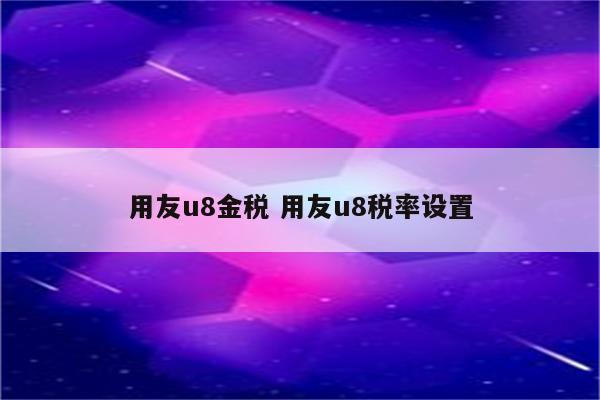 用友u8金税 用友u8税率设置