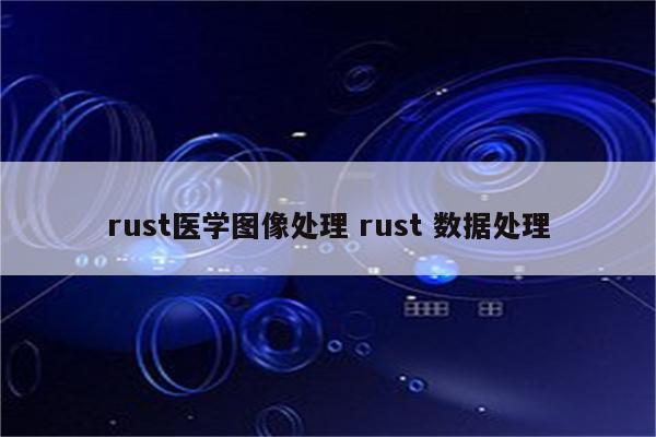 rust医学图像处理 rust 数据处理