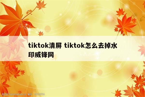 tiktok清屏 tiktok怎么去掉水印威锋网