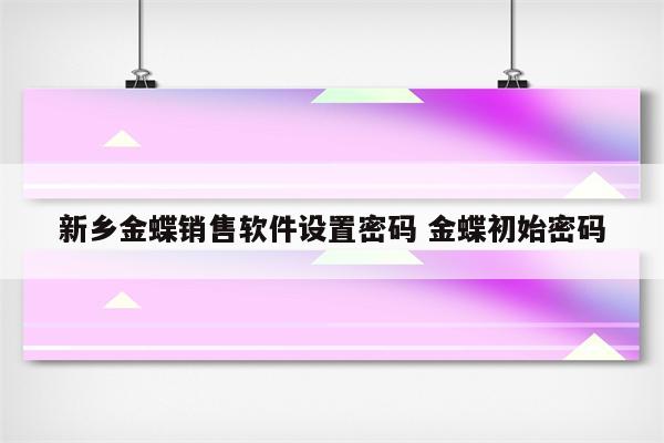 新乡金蝶销售软件设置密码 金蝶初始密码