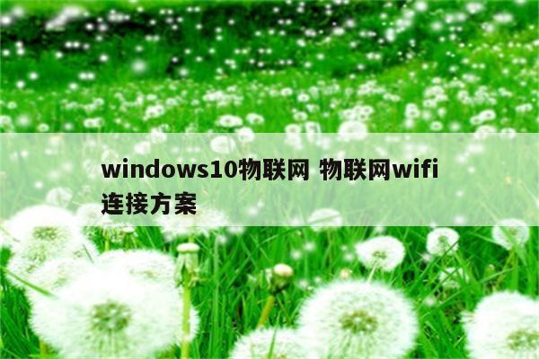 windows10物联网 物联网wifi连接方案