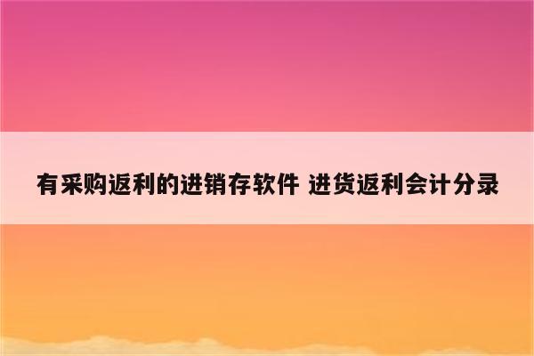 有采购返利的进销存软件 进货返利会计分录