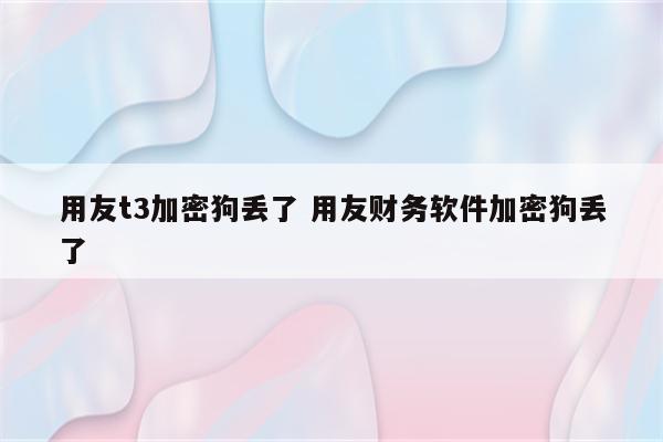 用友t3加密狗丢了 用友财务软件加密狗丢了