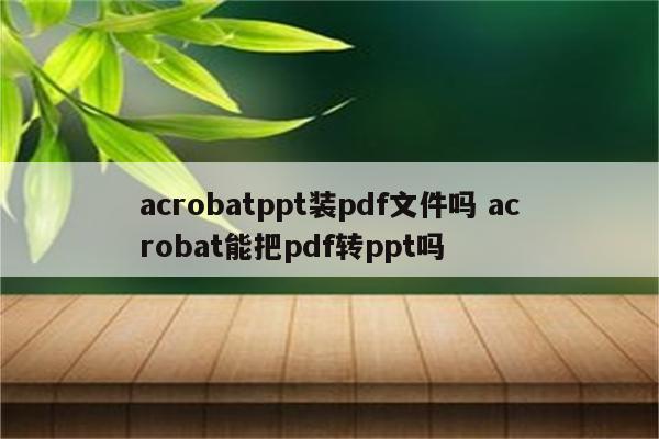 acrobatppt装pdf文件吗 acrobat能把pdf转ppt吗