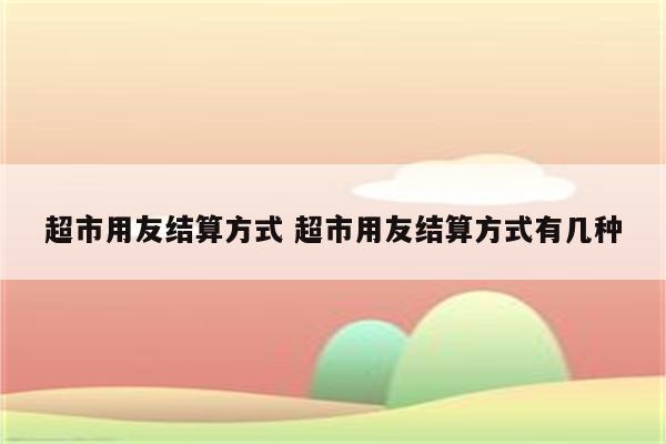 超市用友结算方式 超市用友结算方式有几种