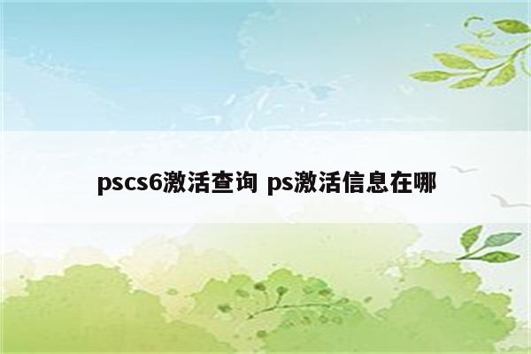 pscs6激活查询 ps激活信息在哪