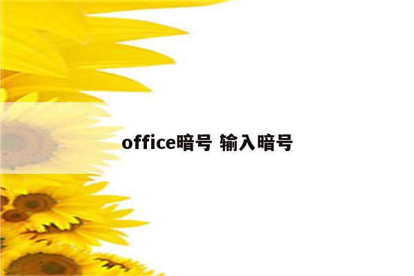 office暗号 输入暗号